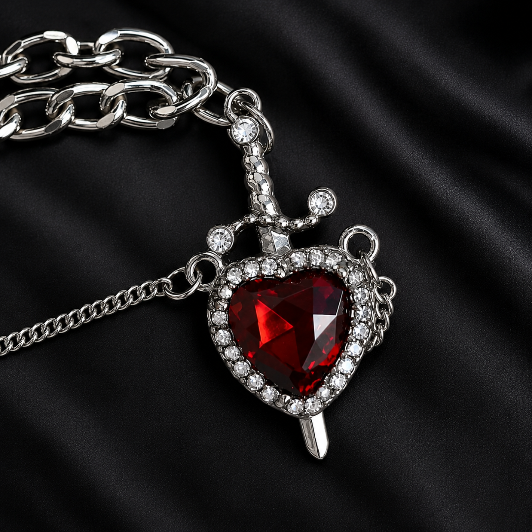 Collar Para Compartir Corazón Y Daga