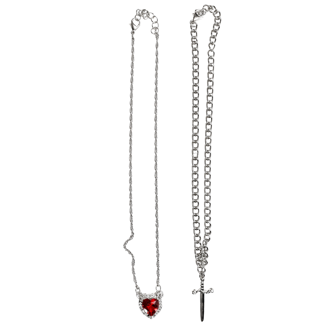 Collar Para Compartir Corazón Y Daga