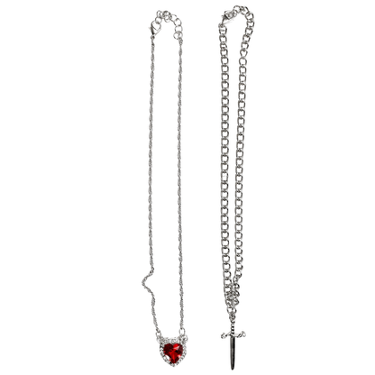 Collar Para Compartir Corazón Y Daga
