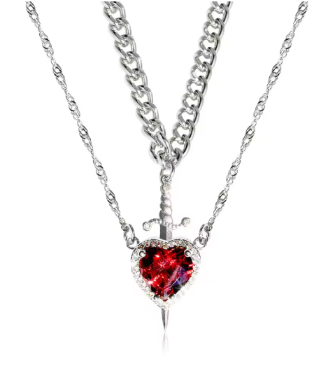 Collar Para Compartir Corazón Y Daga